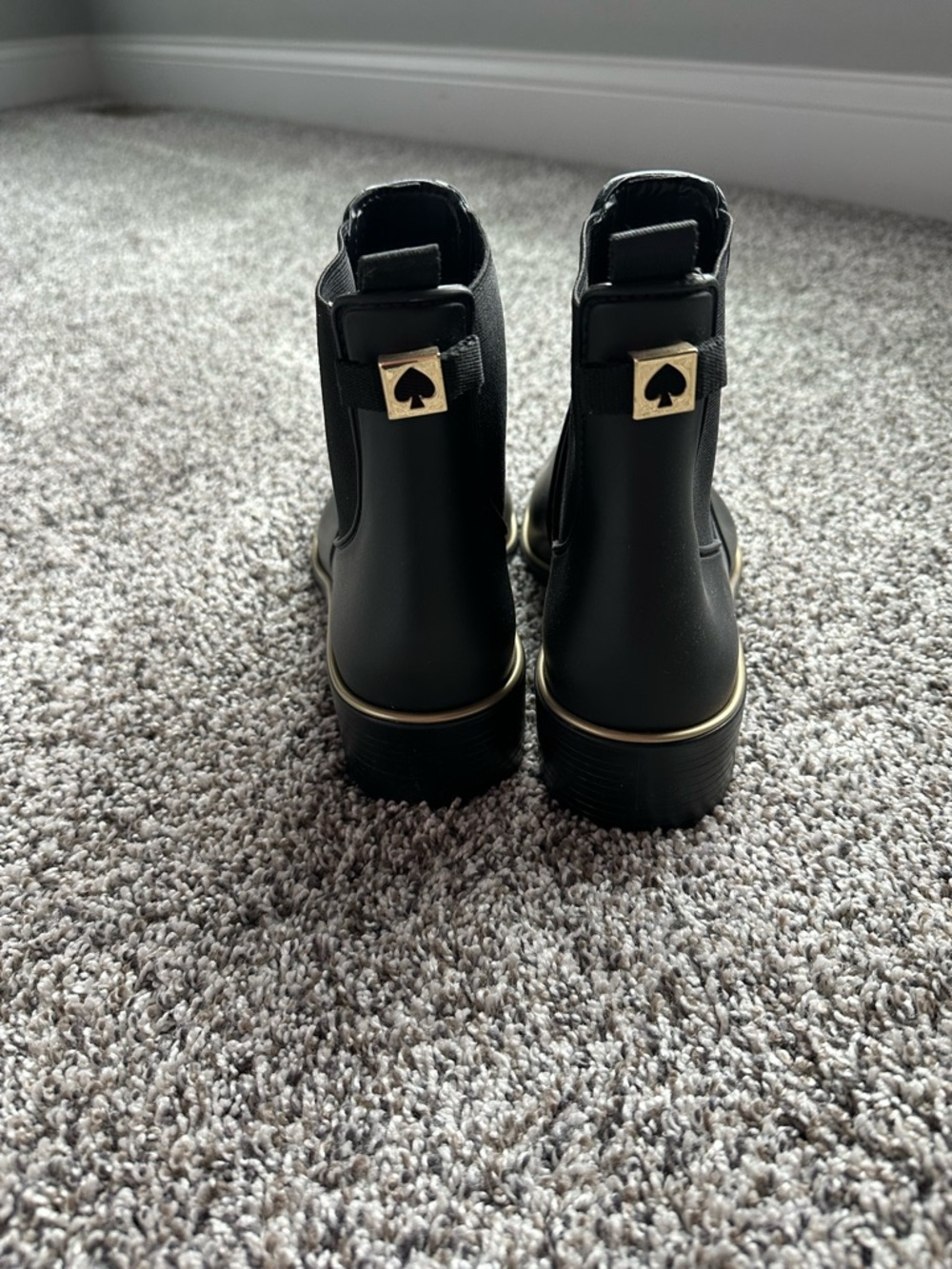 kate spade Black Chelsea Ankle Boots with Gold Trim - Picture 4 of 6